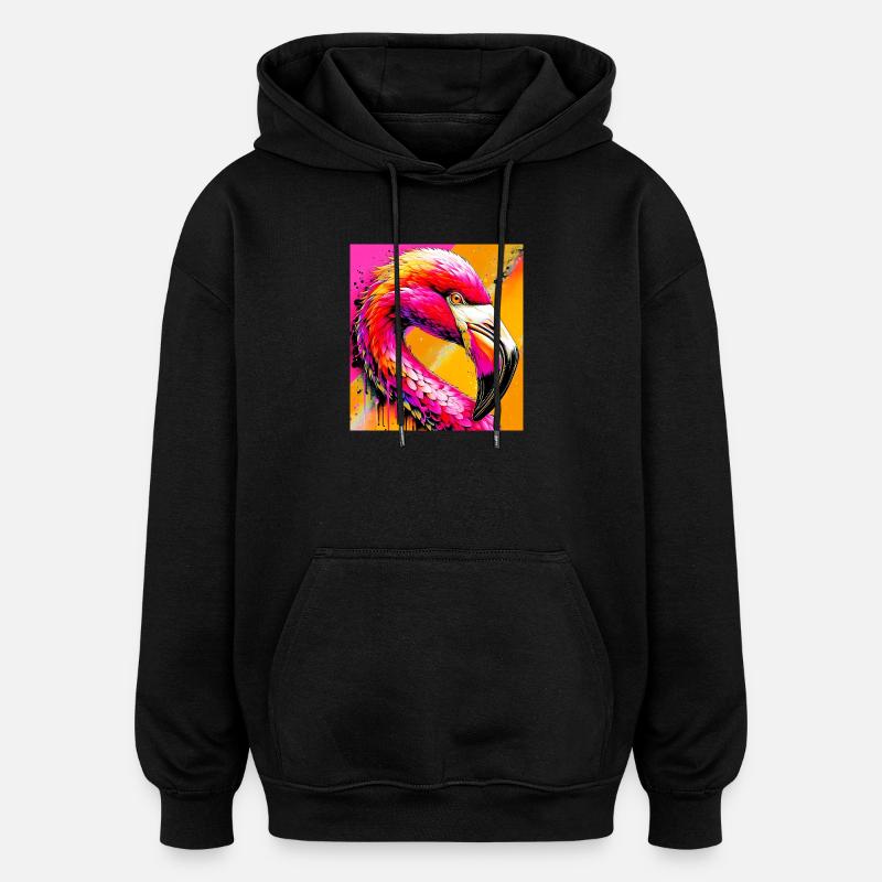 Flamant - Sweat à capuche oversize unisexe - noir