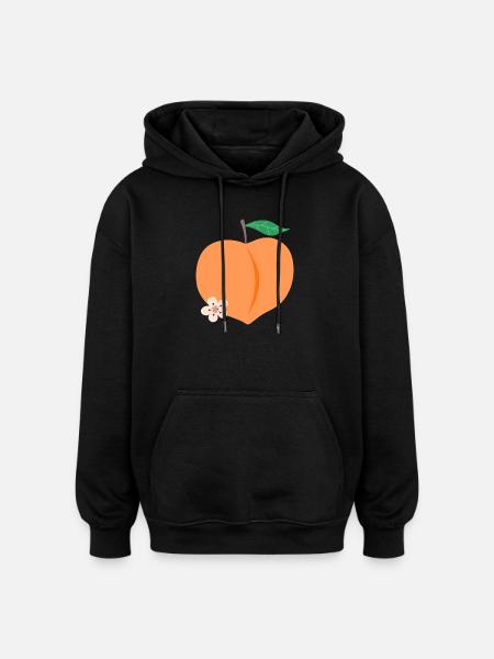 Peach Heart Bloom - Oversized Unisex Hoodie - black