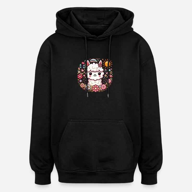Alpaga 1 - Sweat à capuche oversize unisexe - noir