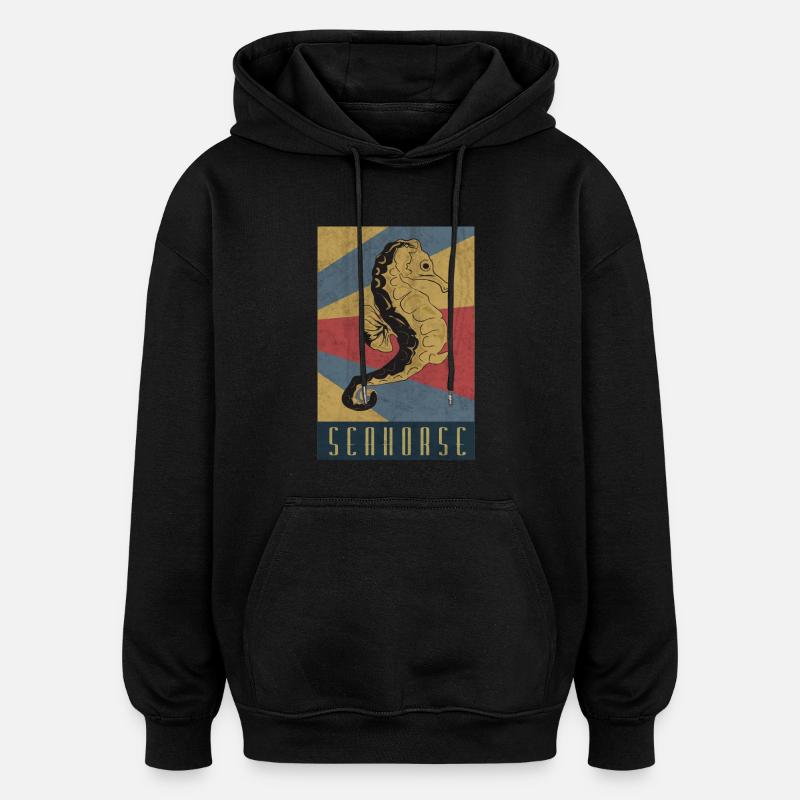 Seepferdchen Retro Seepferd Geschenk - Oversized Unisex Hoodie - Schwarz