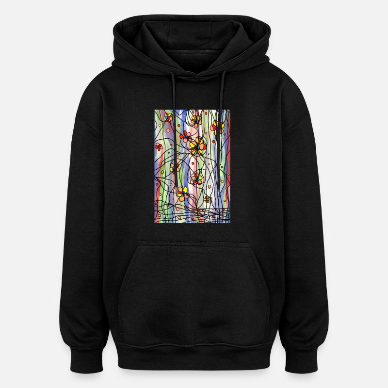 Blumen - Oversized Unisex Hoodie - Schwarz