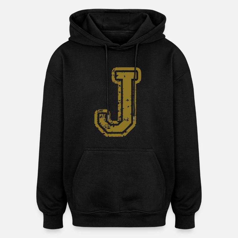 J - Buchstabe - Oversized Unisex Hoodie - Schwarz