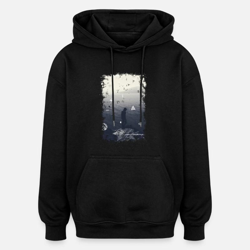 Océan - Sweat à capuche oversize unisexe - noir