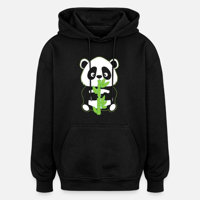 Panda en bambou - Sweat à capuche oversize unisexe - noir