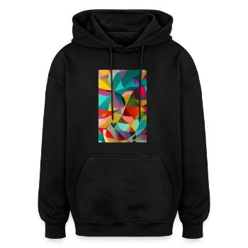 Abstract Retro Vintage Art - Oversized Unisex Hoodie - Schwarz - Vorne - Noah (186cm)