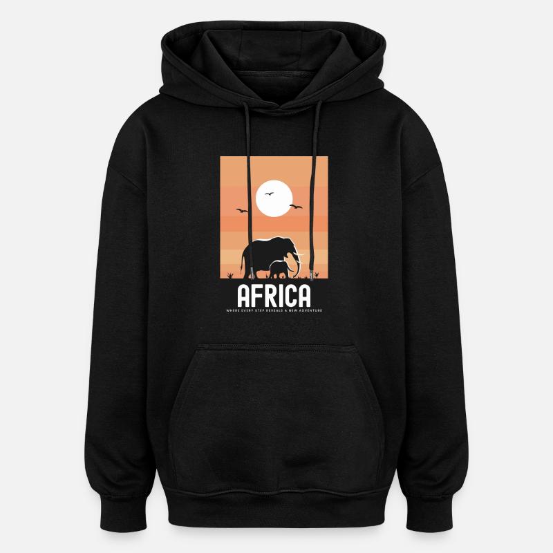 L’Afrique où chaque pas révèle une nouvelle aventure - Sweat à capuche oversize unisexe - noir