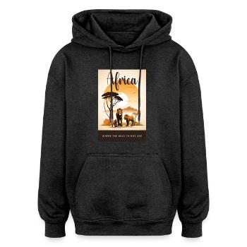 Africa where the wild things are - Oversized Unisex Hoodie - Anthrazit - Vorne - Noah (186cm)
