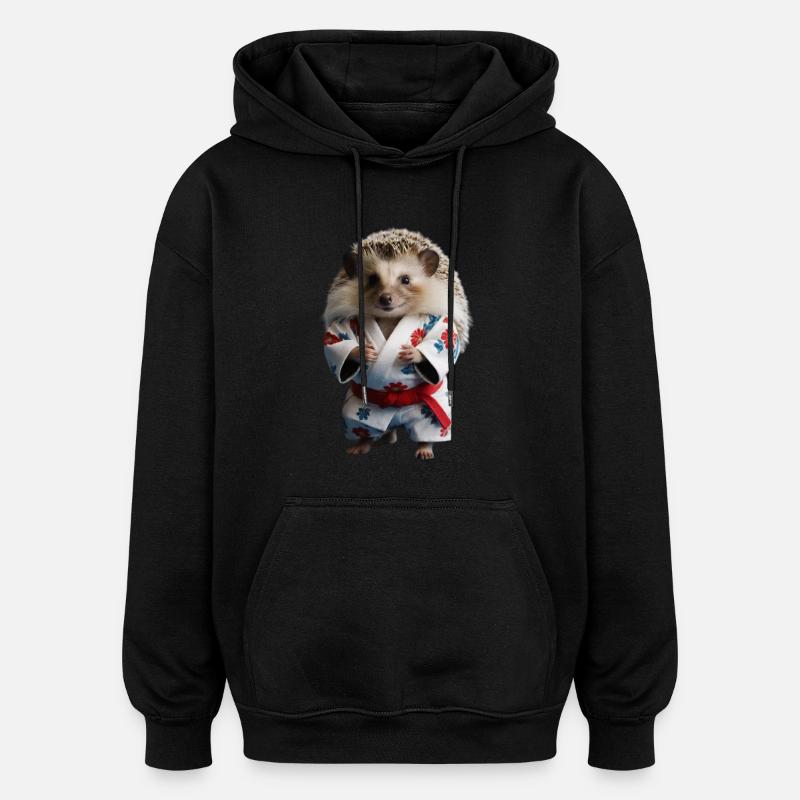 Herisson sportif - Sweat à capuche oversize unisexe - noir