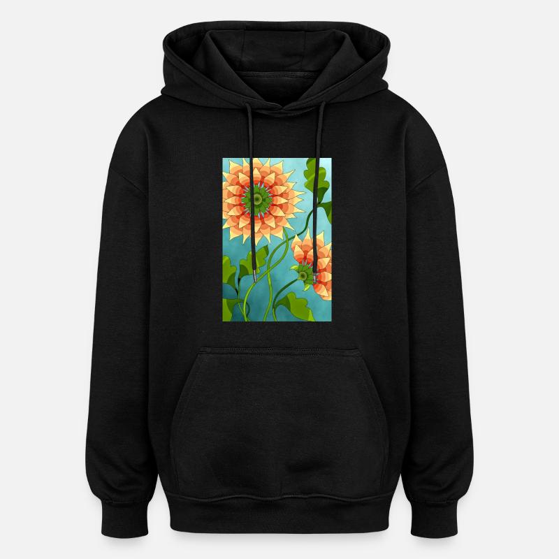Fleur - Sweat à capuche oversize unisexe - noir