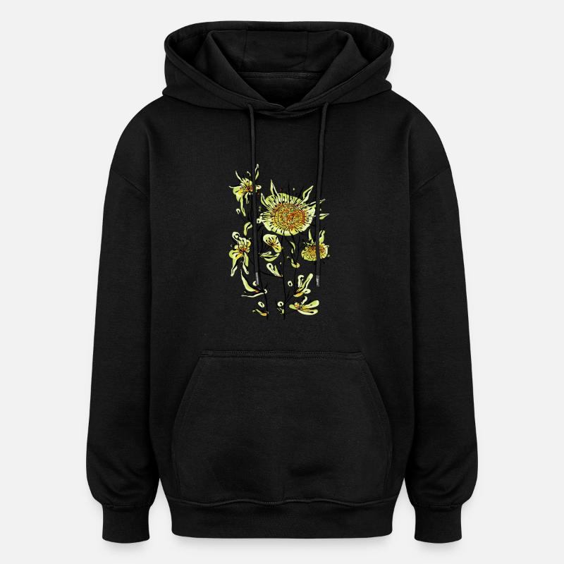 Blumen - Oversized Unisex Hoodie - Schwarz