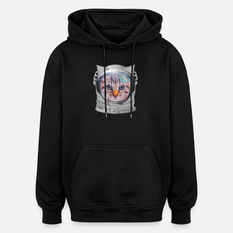 Cat in space - Oversized Unisex Hoodie - black