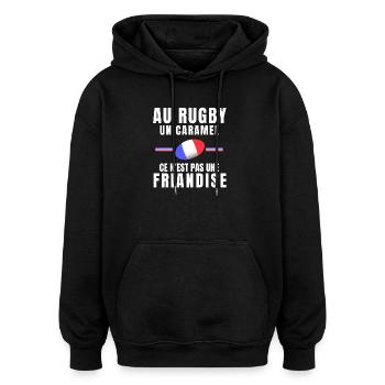 rugby, fan de rugby, rugby sport, rugby humour - Sweat à capuche oversize unisexe - noir - Devant - Noah (186cm)