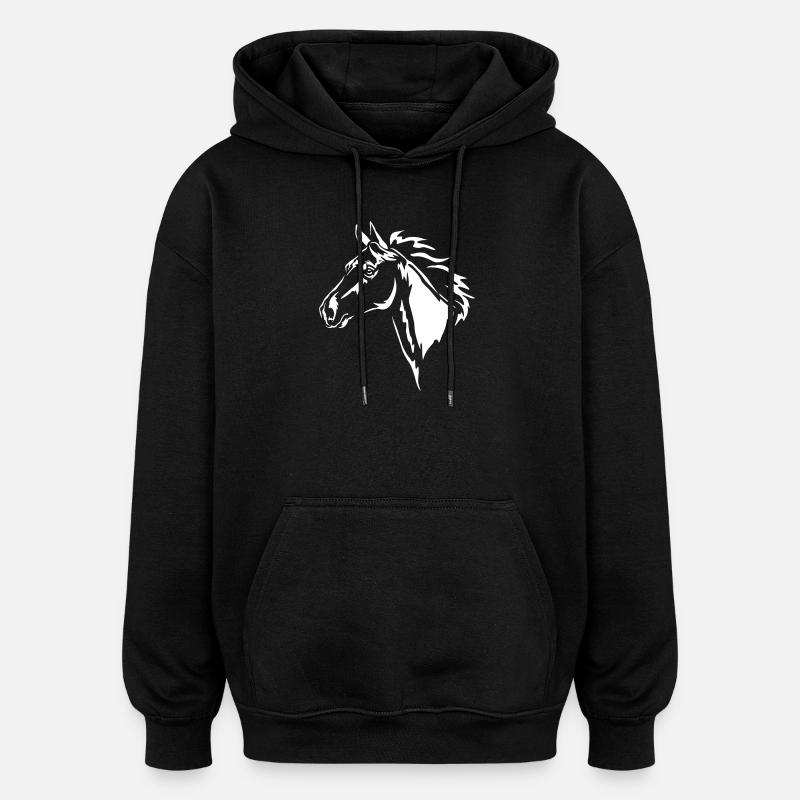 Pferd Kopf "Black Edition" - Oversized Unisex Hoodie - Schwarz