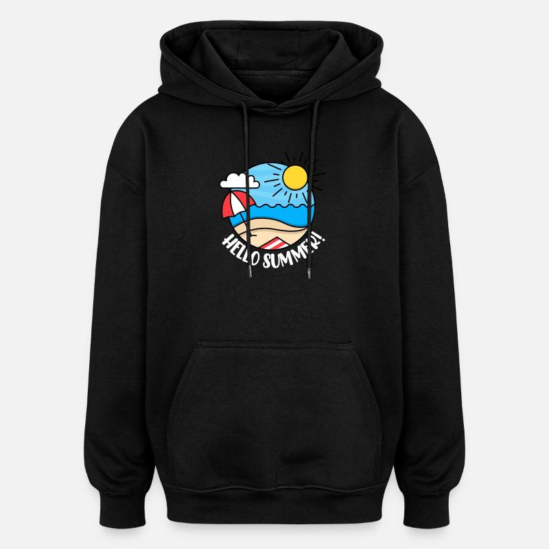 Hello Summer 2 (dark) - Oversized Unisex Hoodie - black