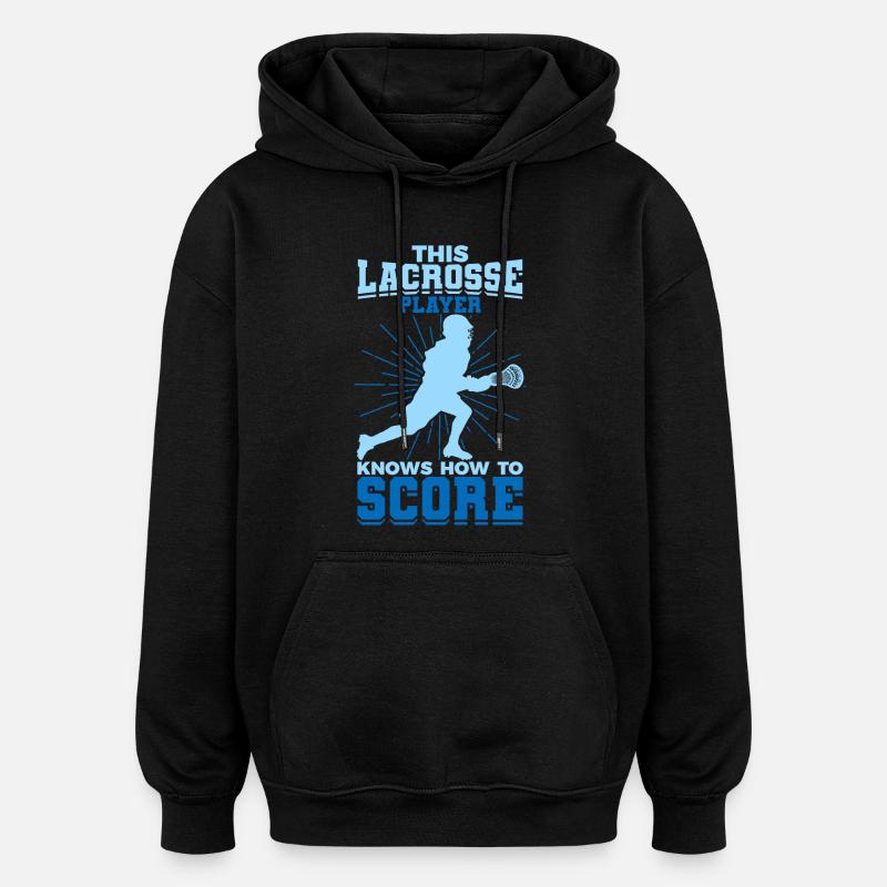 Junge der Lacrosse spielt - Oversized Unisex Hoodie - Schwarz