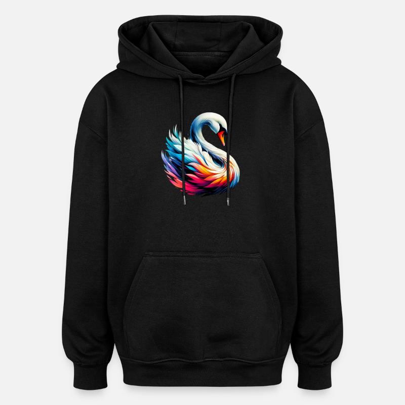 Schwan - Oversized Unisex Hoodie - Schwarz