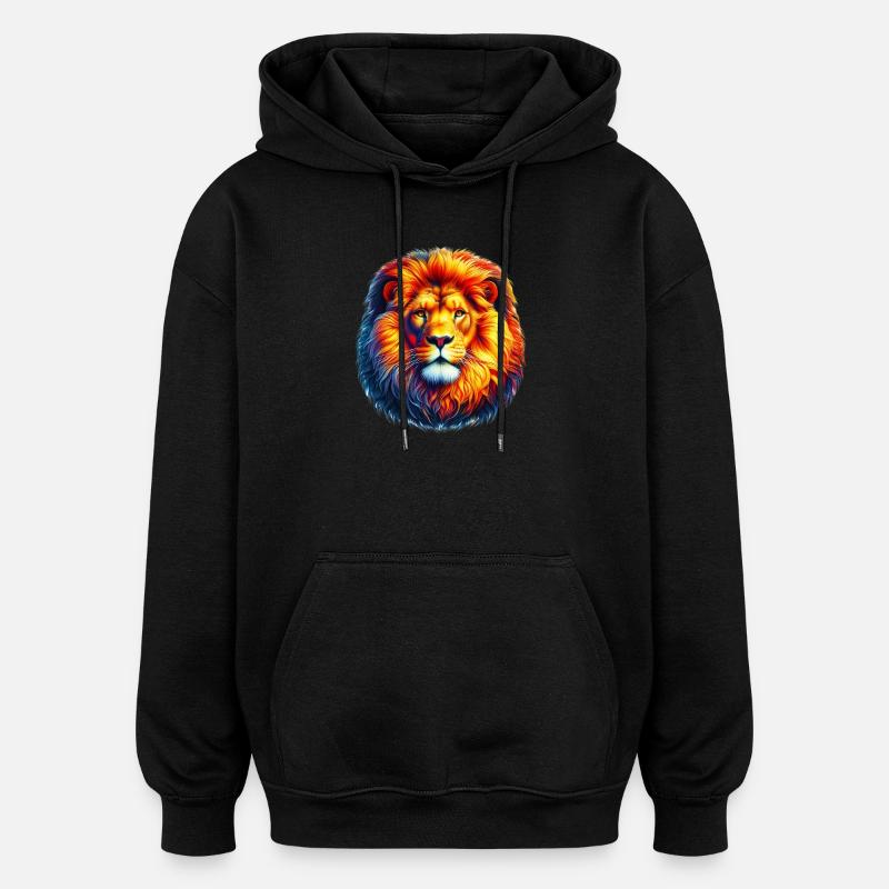 Lion - Sweat à capuche oversize unisexe - noir