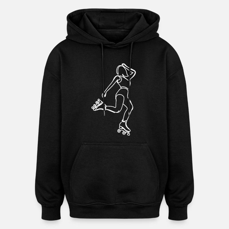 Dessin de patineur à roulettes - Sweat à capuche oversize unisexe - noir