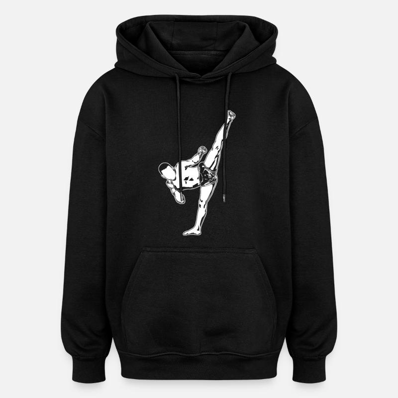 Kickboxeur - Sweat à capuche oversize unisexe - noir