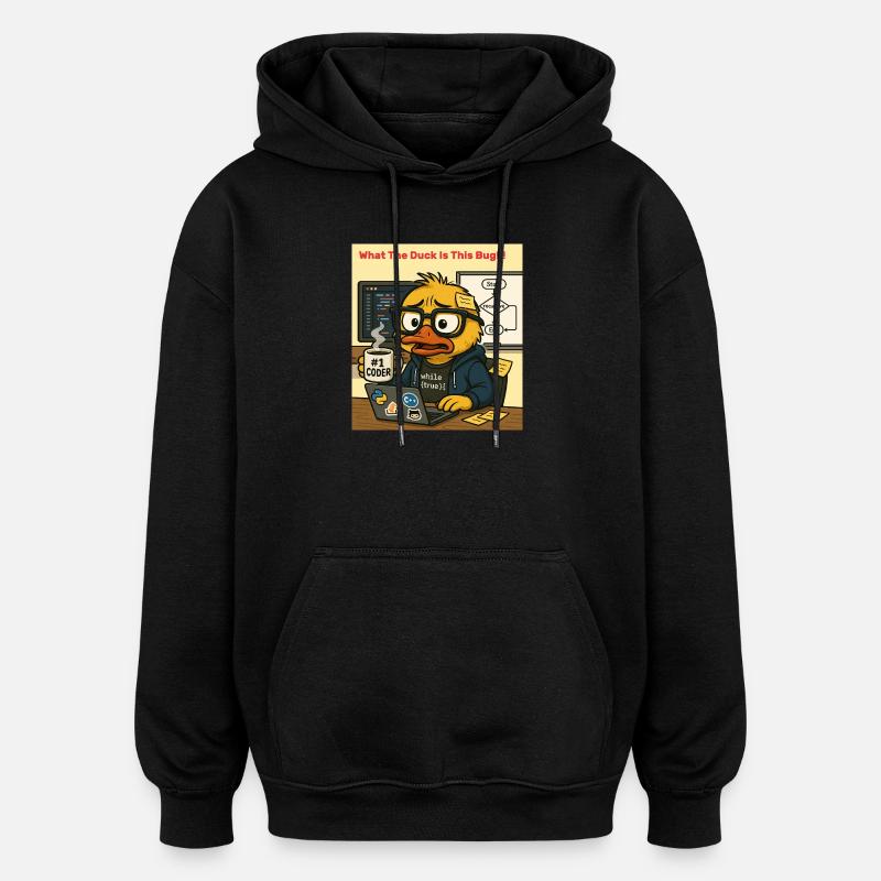 Funny Coding Duck Illustration - Oversized Unisex Hoodie - black