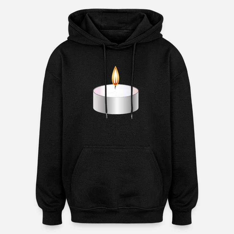 bougie chauffe-plat allumée symbole simple - Sweat à capuche oversize unisexe - noir