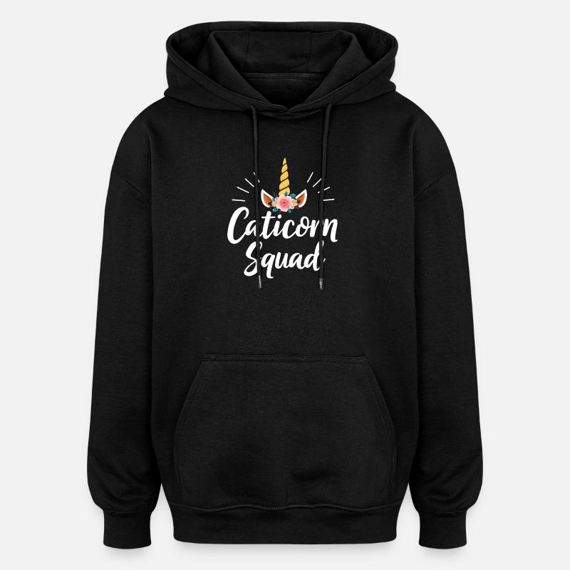 Escouade Caticorn - Sweat à capuche oversize unisexe - noir
