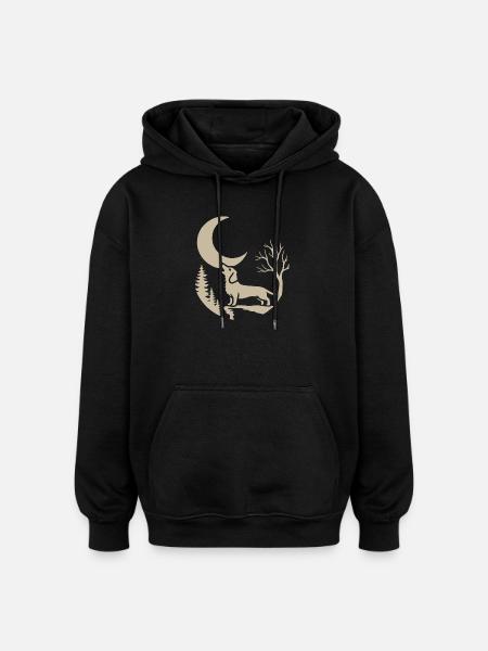 der mit dem Dackel heult - Oversized Unisex Hoodie - Schwarz