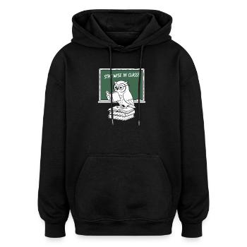 Weise Eule Lesen im Unterricht - Oversized Unisex Hoodie - Schwarz - Vorne - Noah (186cm)