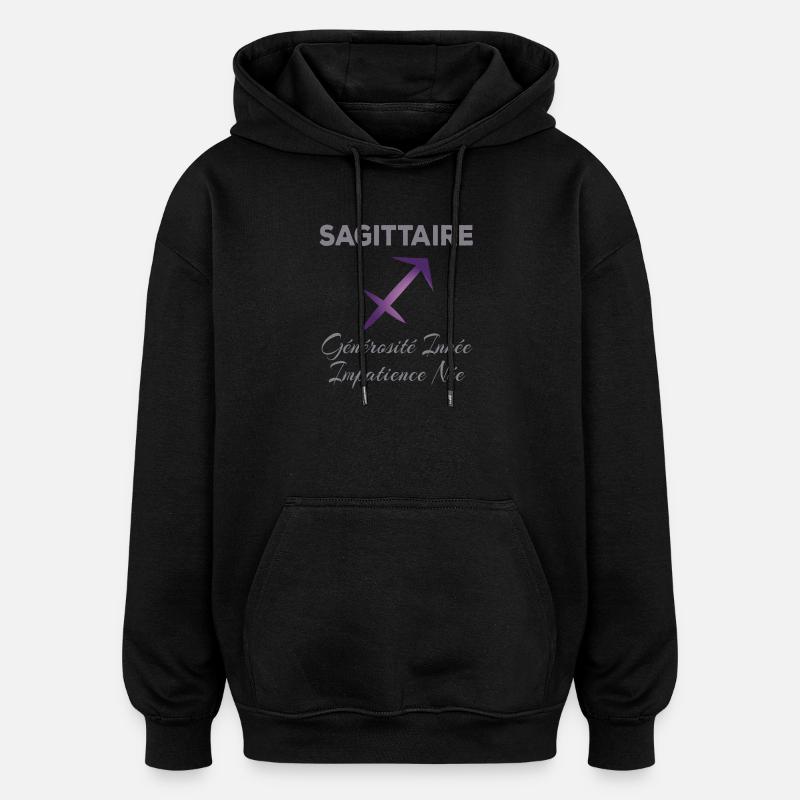 Sagittaire  - Sweat à capuche oversize unisexe - noir