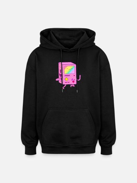 Dancing Pink Gaming Robot - Oversized Unisex Hoodie - black