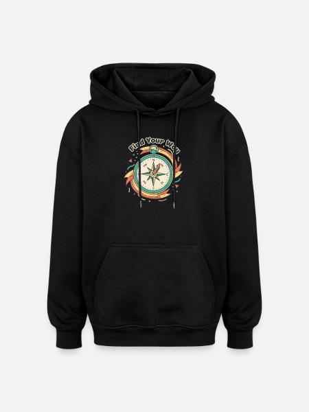 Find Your Way Compass - Oversized Unisex Hoodie - black