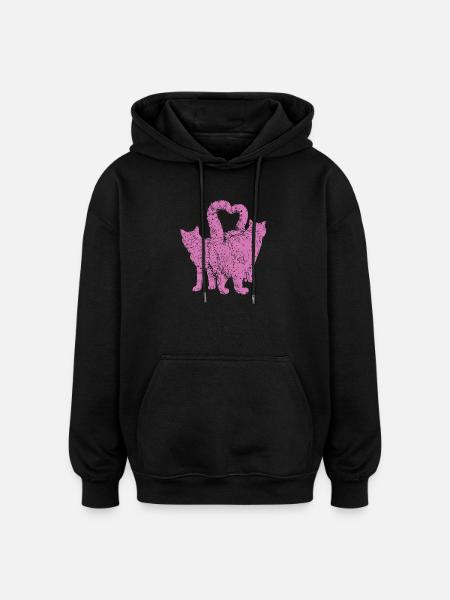 HERZKATZEN - Oversized Unisex Hoodie - Schwarz