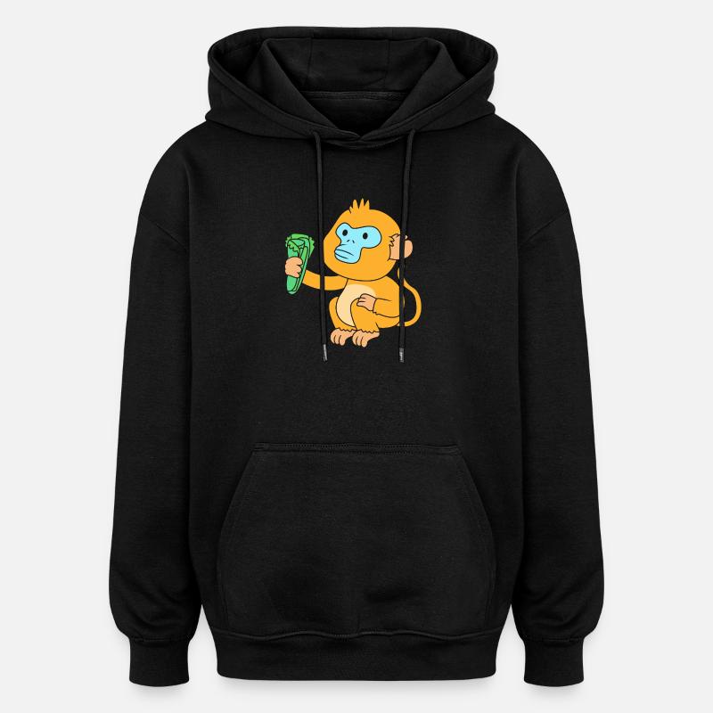Snub-nosed monkey Monkey Chimpanzee - Oversized Unisex Hoodie - black