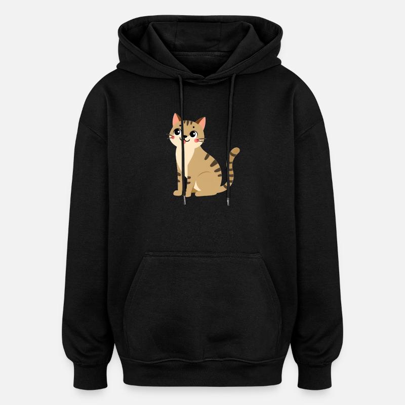Chat - Sweat à capuche oversize unisexe - noir