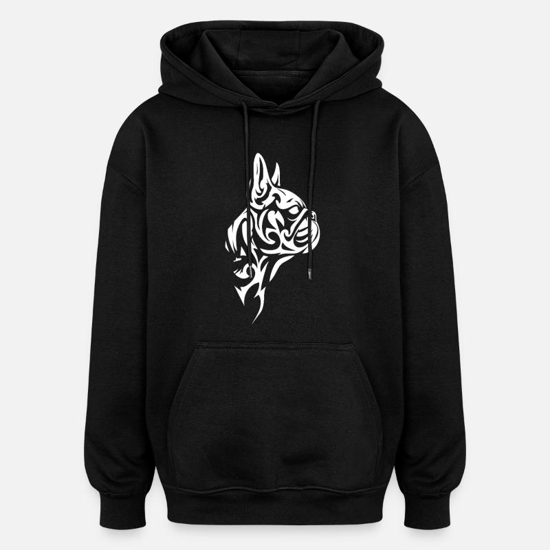 Tatouage tribal du bouledogue français - Sweat à capuche oversize unisexe - noir