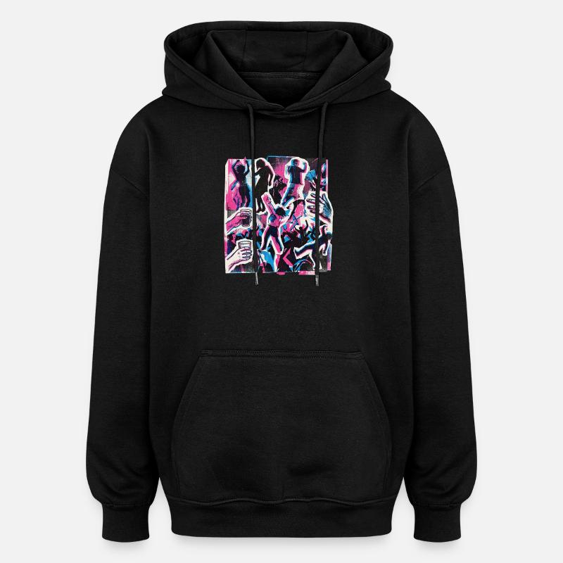 Fête rétro des années 90 - Sweat à capuche oversize unisexe - noir