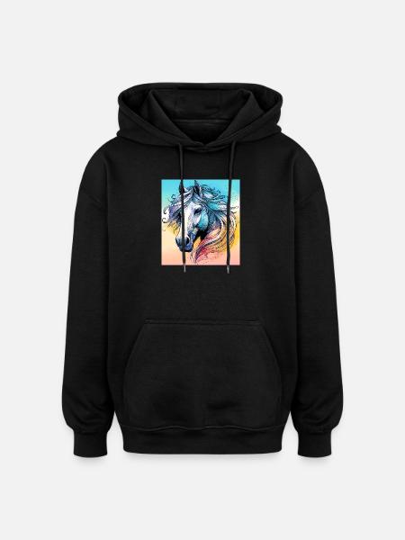 horse - Oversized Unisex Hoodie - black