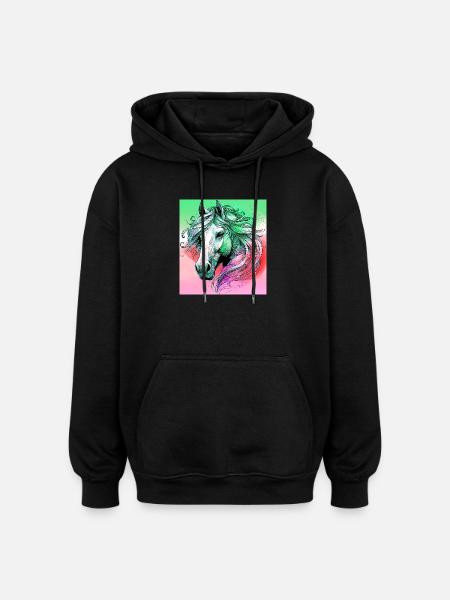 horse - Oversized Unisex Hoodie - black