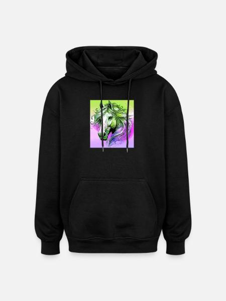 cheval - Sweat à capuche oversize unisexe - noir