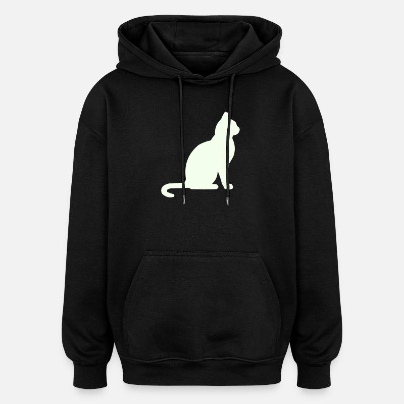 Moonlit Night Cat Silhouette - Oversized Unisex Hoodie - black