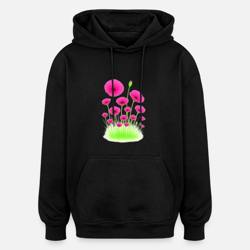 Neon Klatschmohn - Neon-Mohnblumen - Oversized Unisex Hoodie - Schwarz