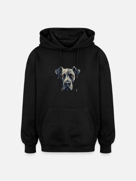 Grand Danois Hund Portræt - Oversize unisex hoodie - sort