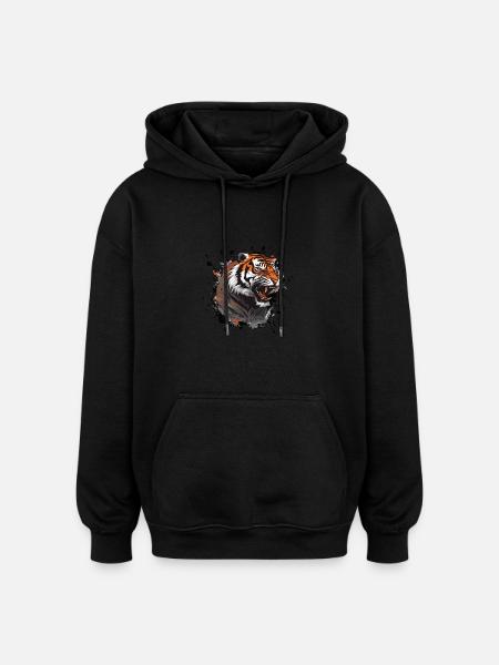 Tiger Head Icon Animal - Oversized Unisex Hoodie - black