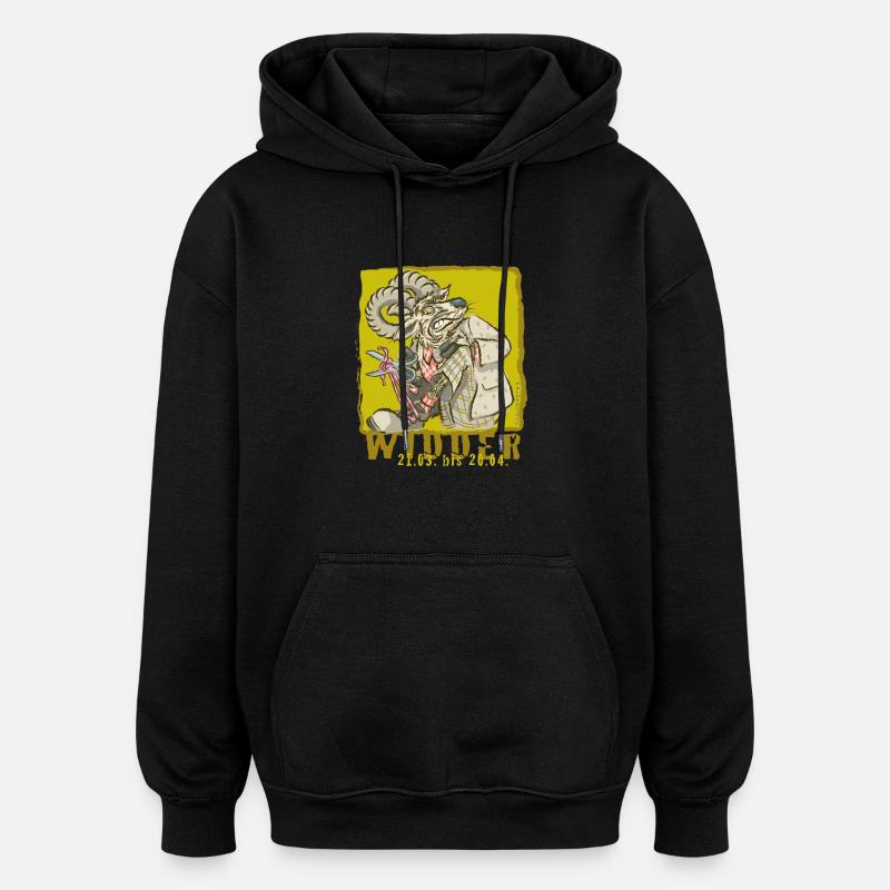 Sternzeichen-Widder - Oversized Unisex Hoodie - Schwarz