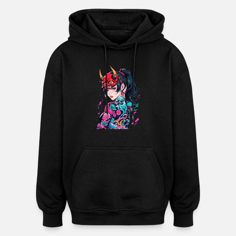 Japanese Demoness - Oversized Unisex Hoodie - black