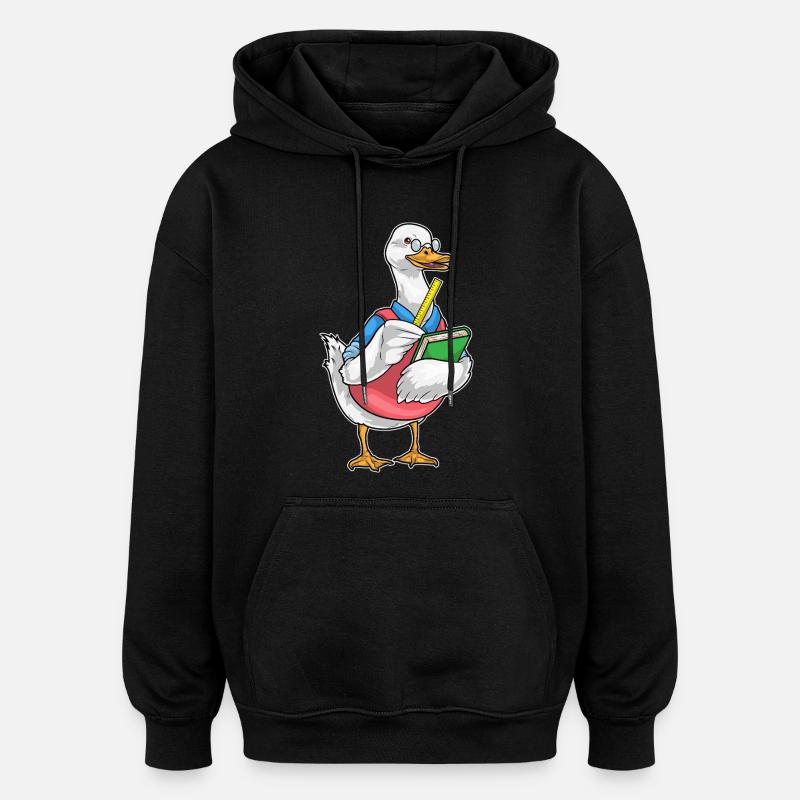 Duck Math Teacher Ruler - Oversized Unisex Hoodie - black