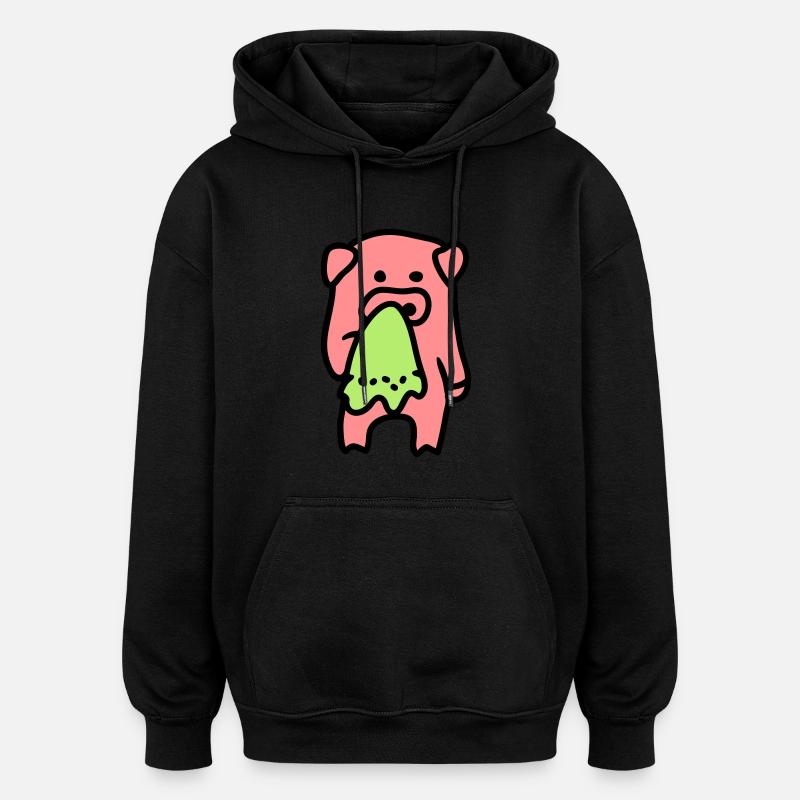 Porc triste / malade 3 - Sweat à capuche oversize unisexe - noir