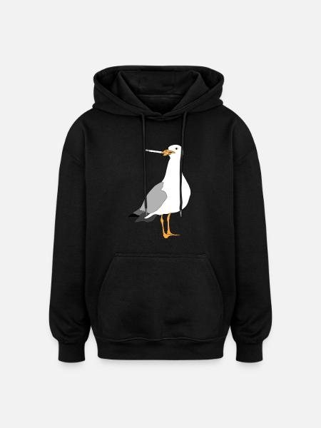 Seagul smoking - Oversized Unisex Hoodie - black