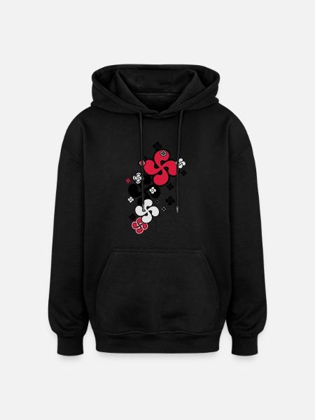 Croix Basque star - Sweat à capuche oversize unisexe - noir
