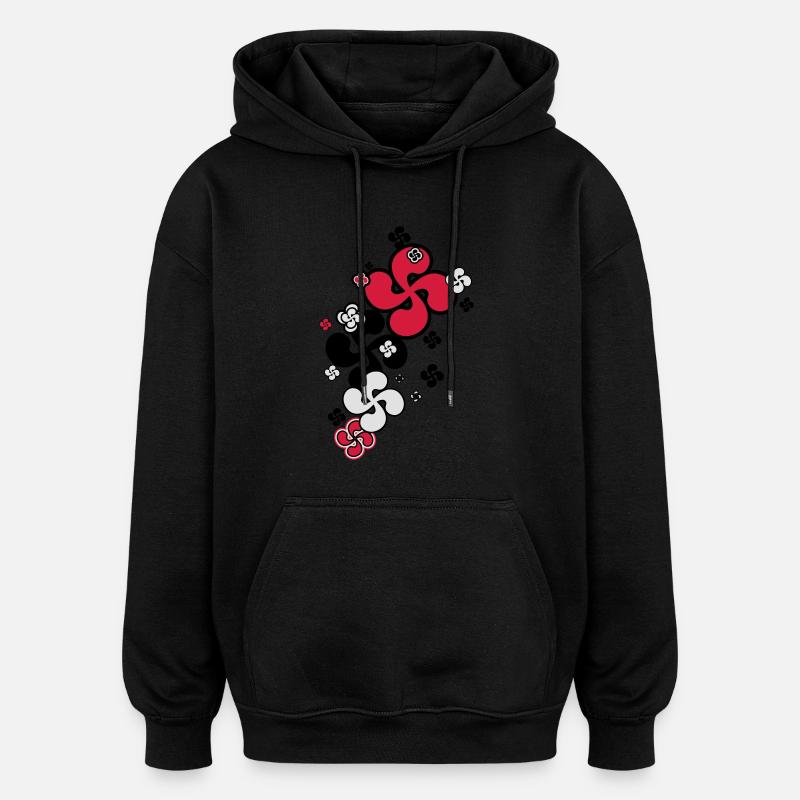 Croix Basque star - Sweat à capuche oversize unisexe - noir